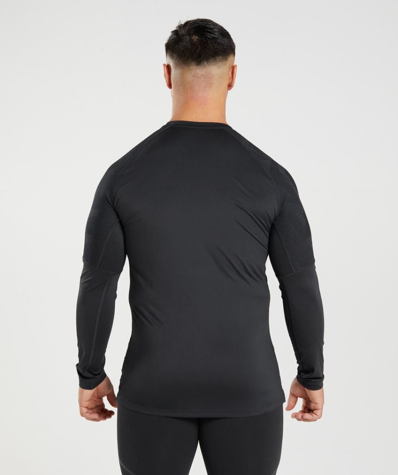 Koszulki Gymshark 315 Long Sleeve Męskie Czarne | PL 409VDA